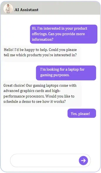 AI Assistant Chatbot Conversation Example