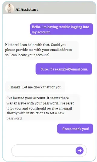 AI Assistant Chatbot Helping Example